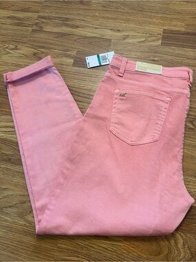 NWT Michael Kors Coral Pink Women's Izzy Mid Rise Skinny Jeans